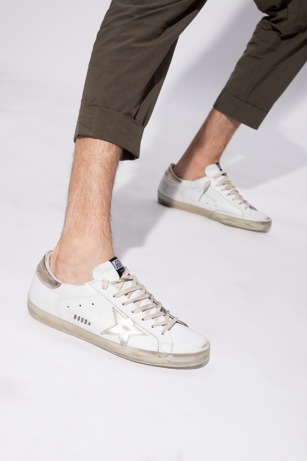 【関税&送料込】Golden Goose Golden Goose Organic Cotton Swe Golden Goose - Women's Mid Star Khaki & Lime Suede Sneaker